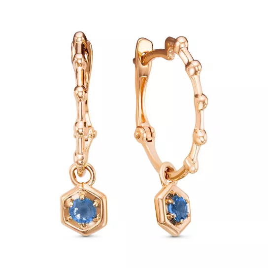 Золотые серьги 585, женские, с топазом