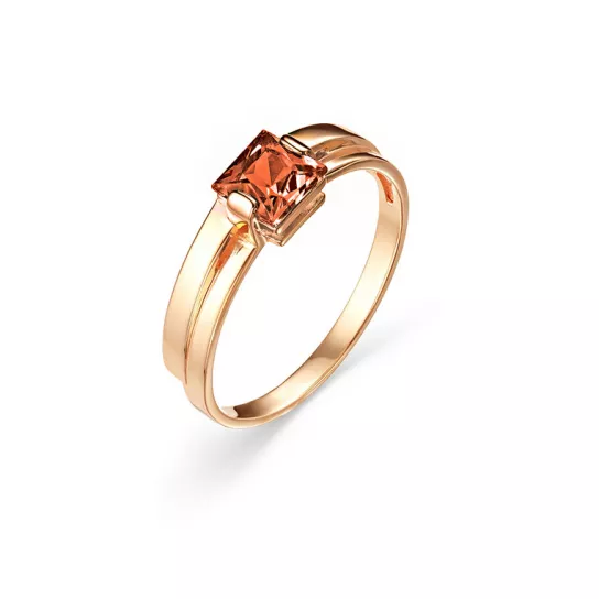 Золотое кольцо 585, женское, с гранатом, размер 18