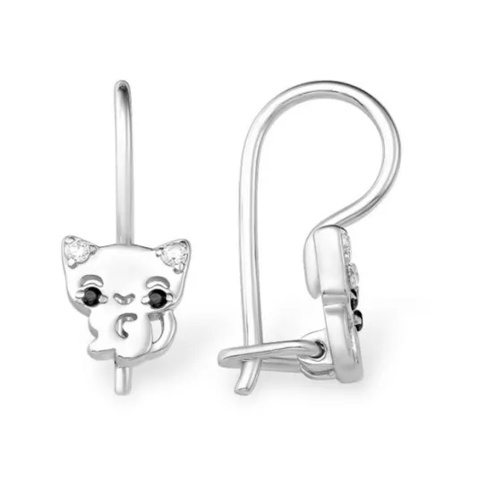 Серебряные серьги 925, детские, с фианитом