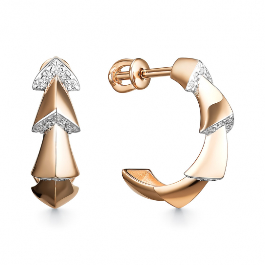 Золотые серьги 585, женские, с фианитом