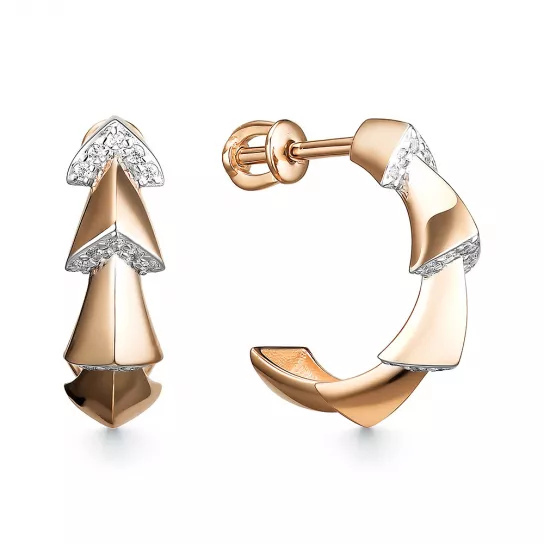 Золотые серьги 585, женские, с фианитом