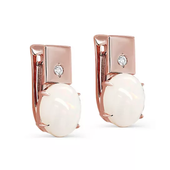 Серьги с бриллиантами с опалом из золота