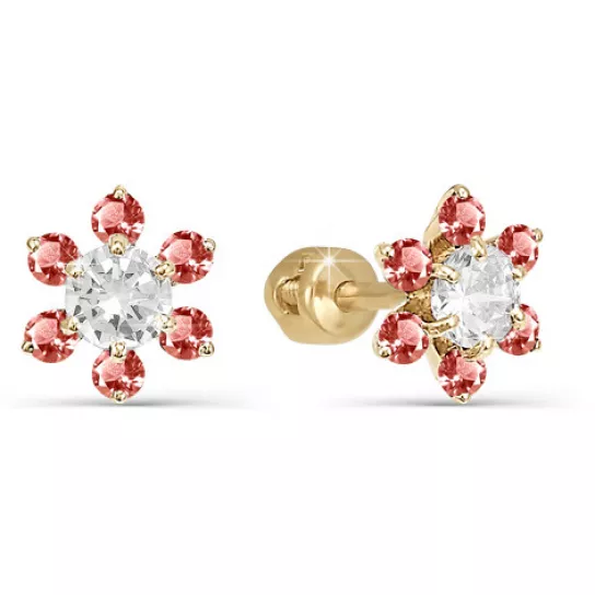 Золотые серьги 585, женские, с фианитом