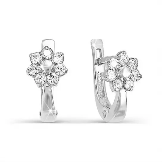 Серьги детские с фианитом из серебра