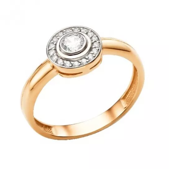 Кольцо с фианитом из золота