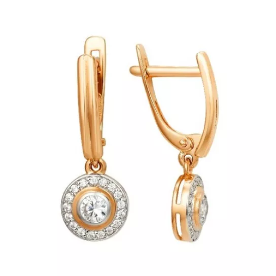 Серьги с фианитом из золота