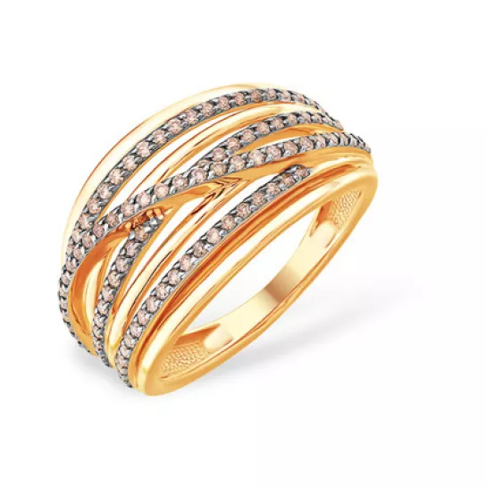 Золотое кольцо 585, женское, с бриллиантом, размер 19