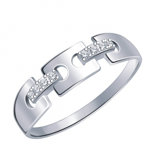 Серебряное кольцо 925, женское, с фианитом, размер 17.5