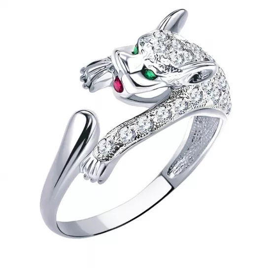 Серебряное кольцо 925, женское, с фианитом, размер 17