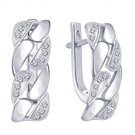 Серебряные серьги 925, женские, с фианитом