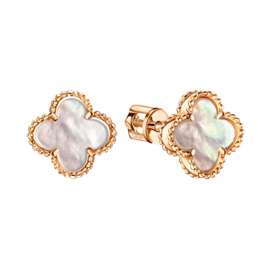 Золотые серьги 585, женские, с перламутром