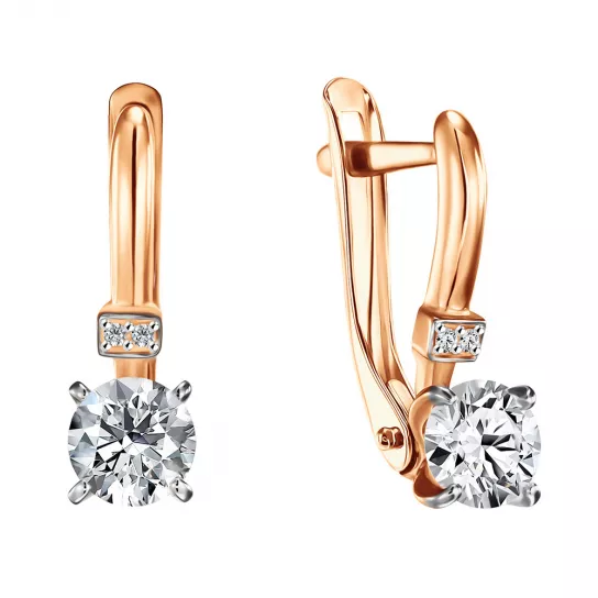 Серьги с фианитом из золота