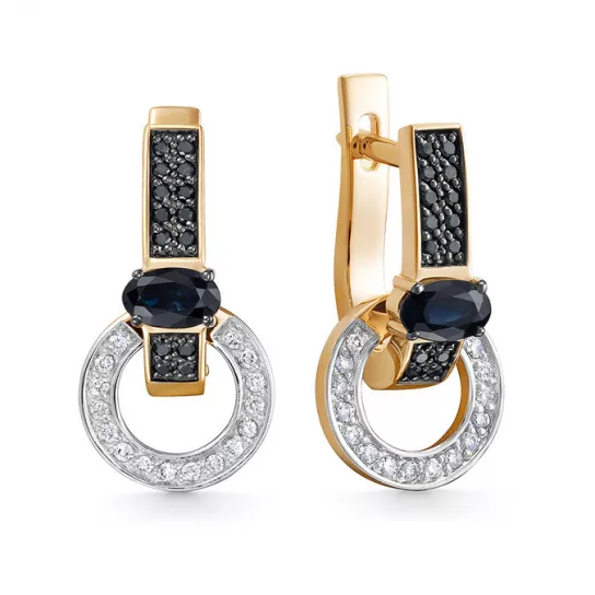 Серьги с бриллиантами с сапфиром из золота