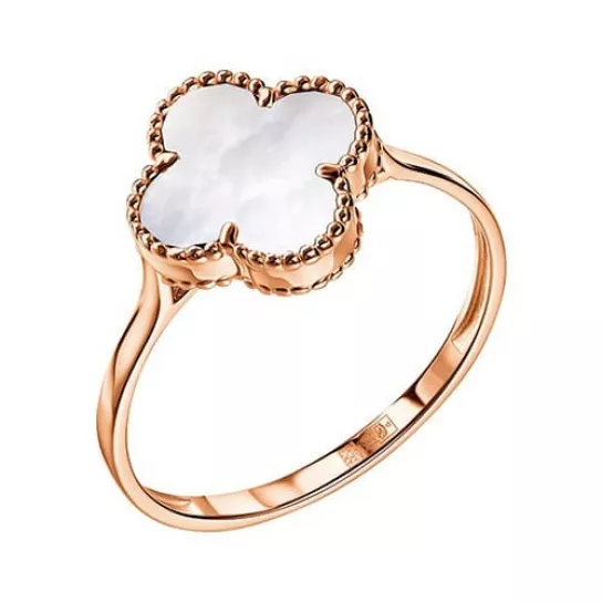 Золотое кольцо 585, женское, с перламутром, размер 18