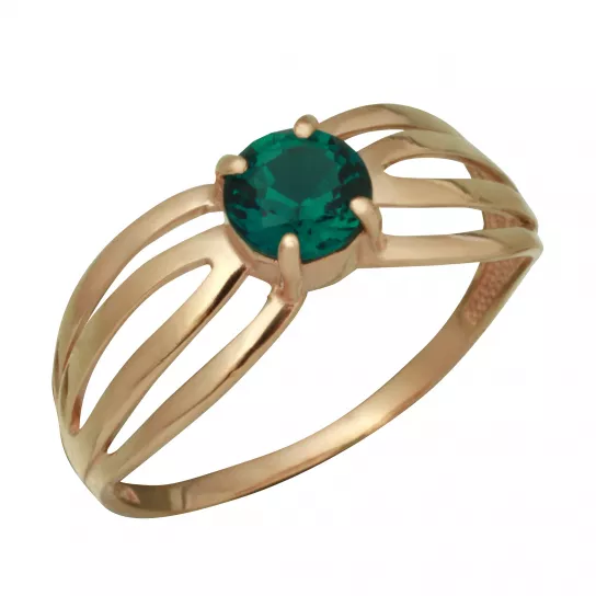 Золотое кольцо 585, женское, с изумрудом, размер 18.5