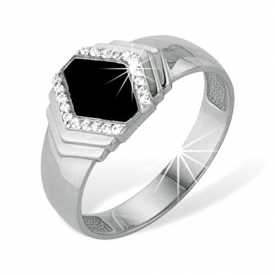 Серебряное кольцо 925, женское, с фианитом и эмалью, размер 21