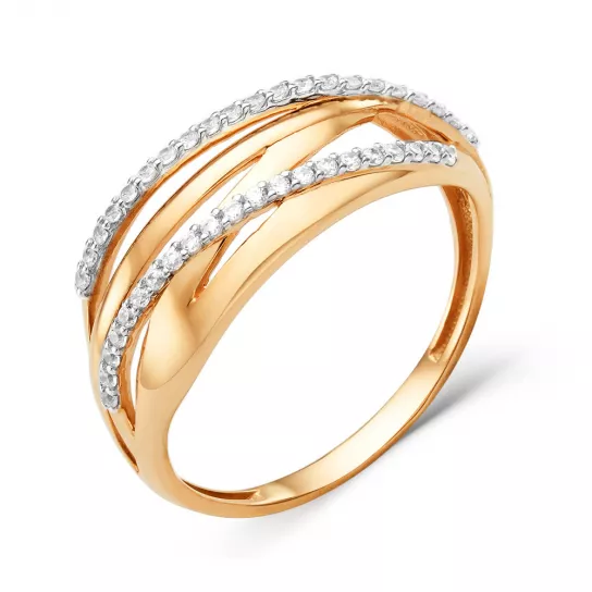 Золотое кольцо 585, женское, с фианитом, размер 20