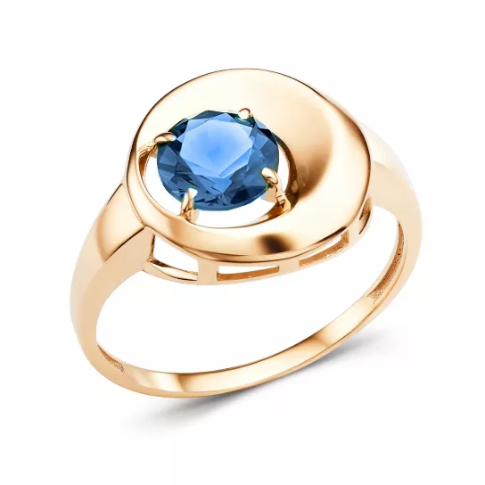 Золотое кольцо 585, женское, с топазом, размер 18.5