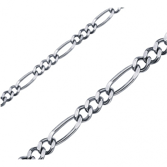 Серебряная цепочка 925 на шею, плетение фигаро, длина 65 см