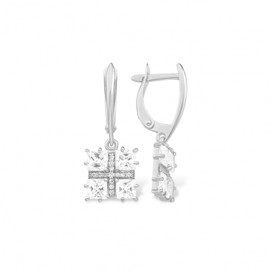 Серебряные серьги 925, женские, с фианитом