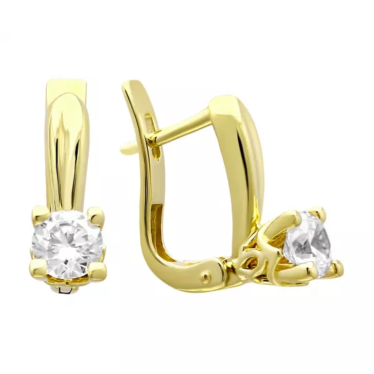 Золотые серьги 585, женские, с фианитом