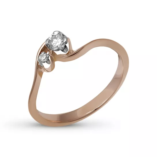 Золотое кольцо 585, женское, с бриллиантом, размер 16.5