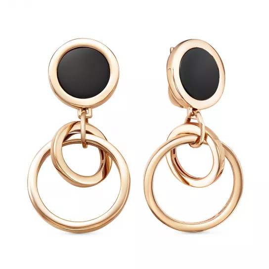 Серьги с ониксом из золота