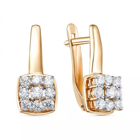 Серьги с фианитом из золота