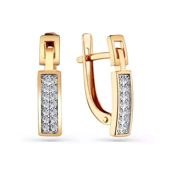 Серьги с фианитом из золота