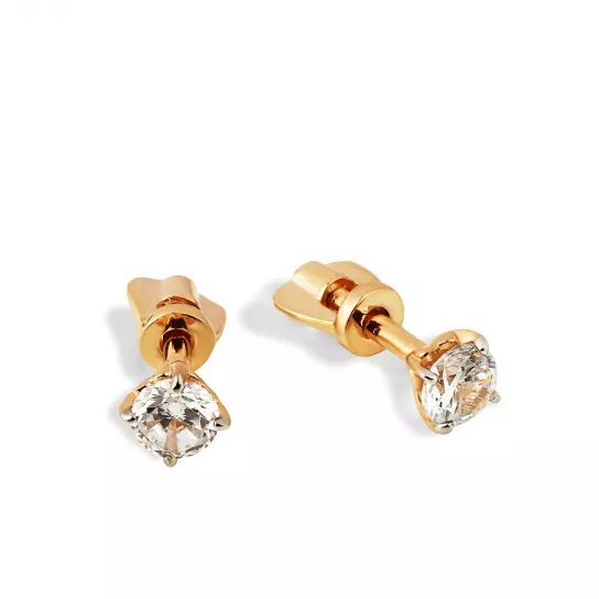 Пусеты с фианитом из золота