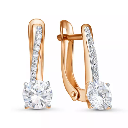 Серьги с фианитом из золота