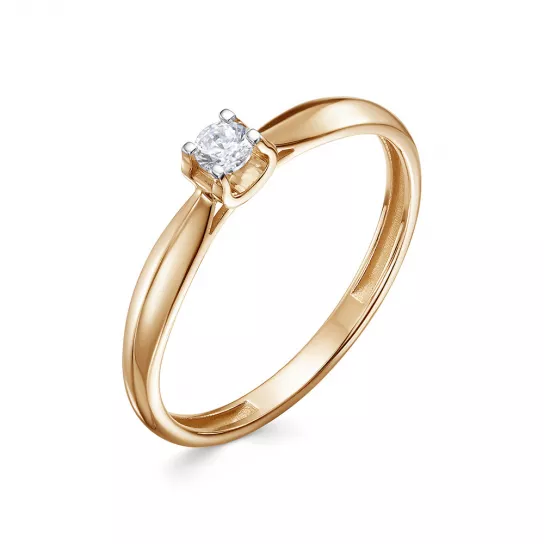 Золотое кольцо 585, женское, с бриллиантом, размер 16.5