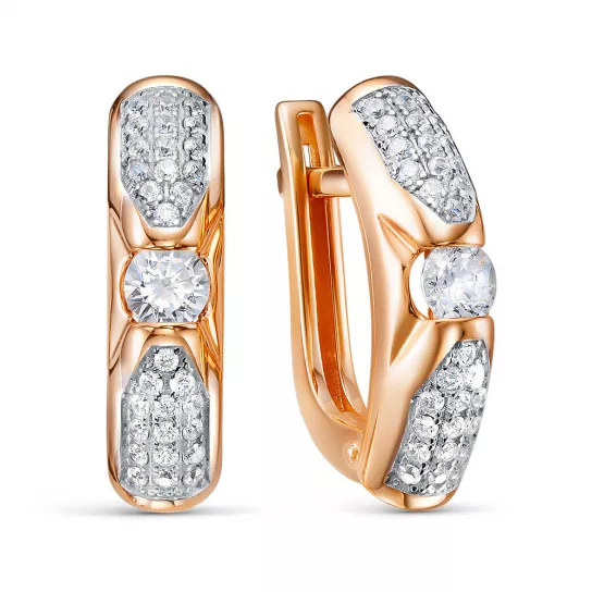 Золотые серьги 585, женские, с фианитом