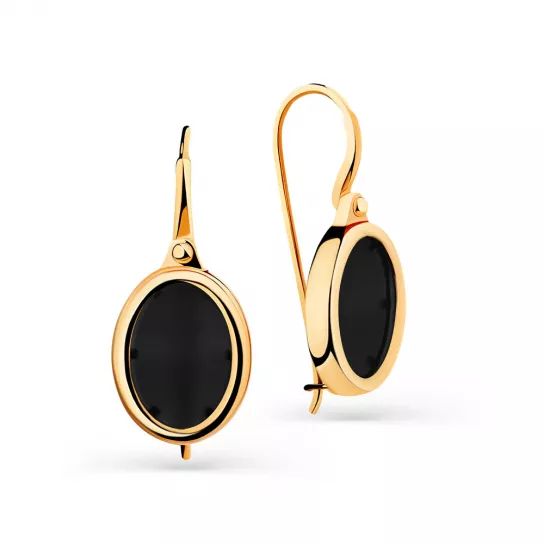 Золотые серьги 585, женские, с агатом