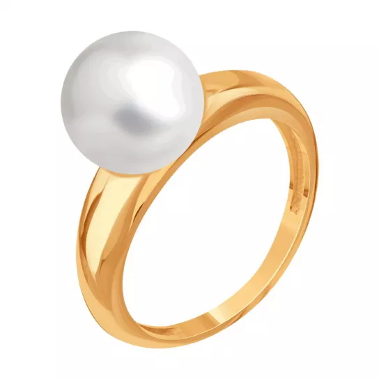 Золотое кольцо 585, женское, с жемчугом, размер 17