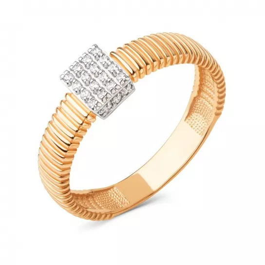 Золотое кольцо 585, женское, с фианитом, размер 18.5