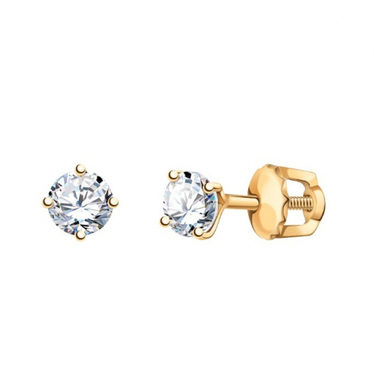 Золотые серьги 585, женские, с фианитом