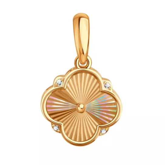 Золотая подвеска 585, женская, с фианитом