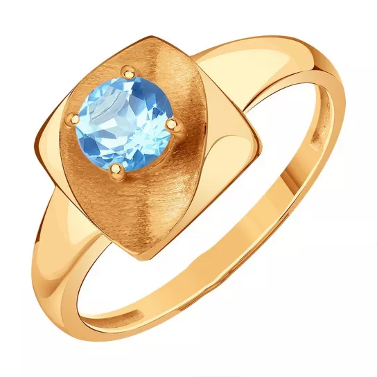 Золотое кольцо 585, женское, с топазом, размер 18.5