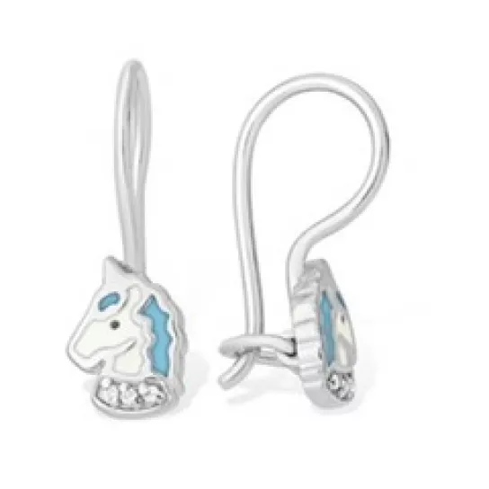 Серебряные серьги 925, детские, с эмалью и фианитом