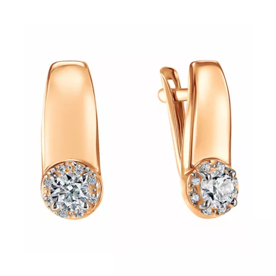 Золотые серьги 585, женские, с фианитом