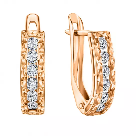 Золотые серьги 585, женские, с фианитом