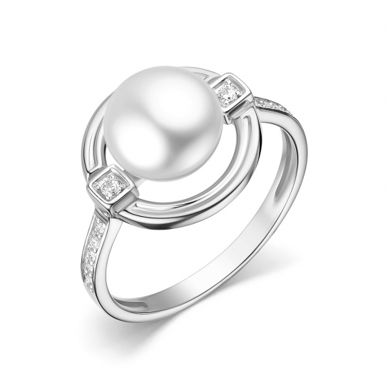 Серебряное кольцо 925, женское, с жемчугом, размер 18