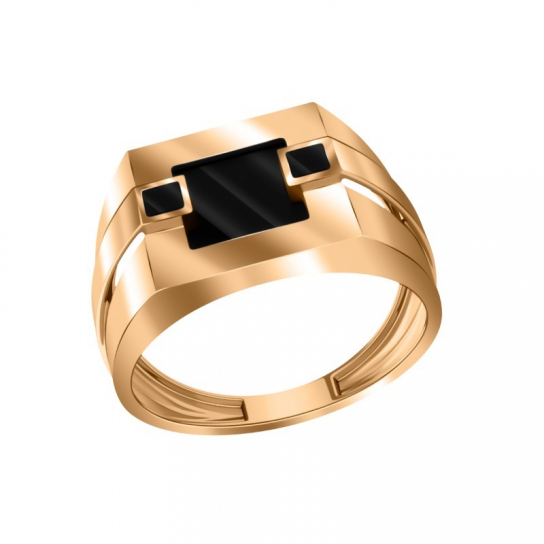 Кольцо-печатка с ониксом из золота