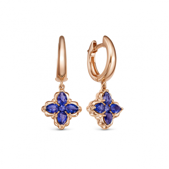 Золотые серьги 585, женские, с ситаллом