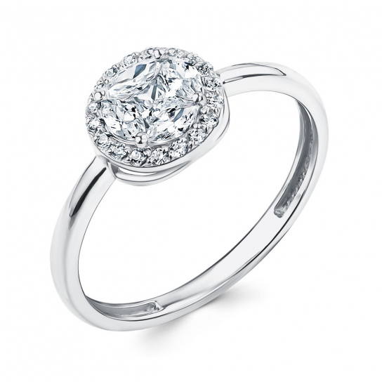 Серебряное кольцо 925, женское, с фианитом, размер 19