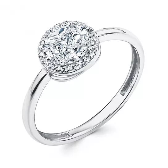 Серебряное кольцо 925, женское, с фианитом, размер 19