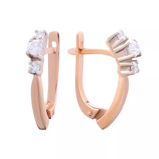 Золотые серьги 585, женские, с бриллиантом
