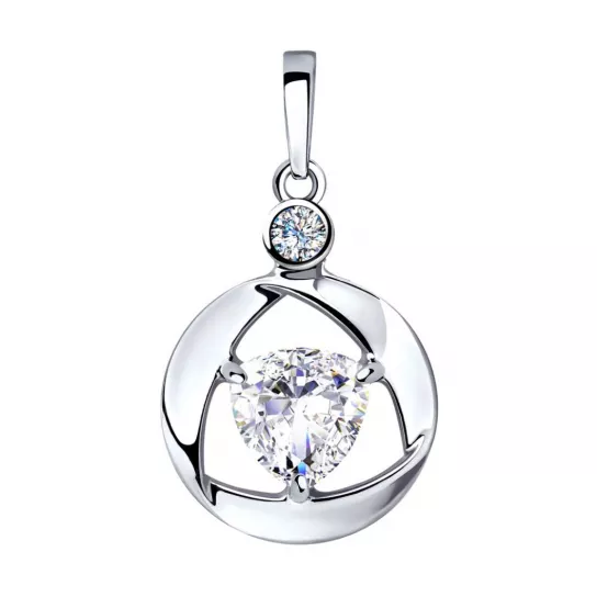 Серебряная подвеска 925, женская, с фианитом