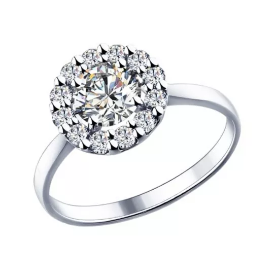 Кольцо с фианитом из серебра